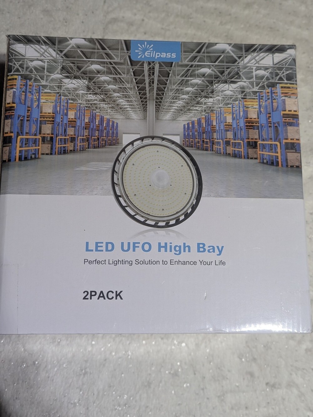 Eilpass LED UFO High Bay Light 100W 2 Pack Warehouse Shop Lighting